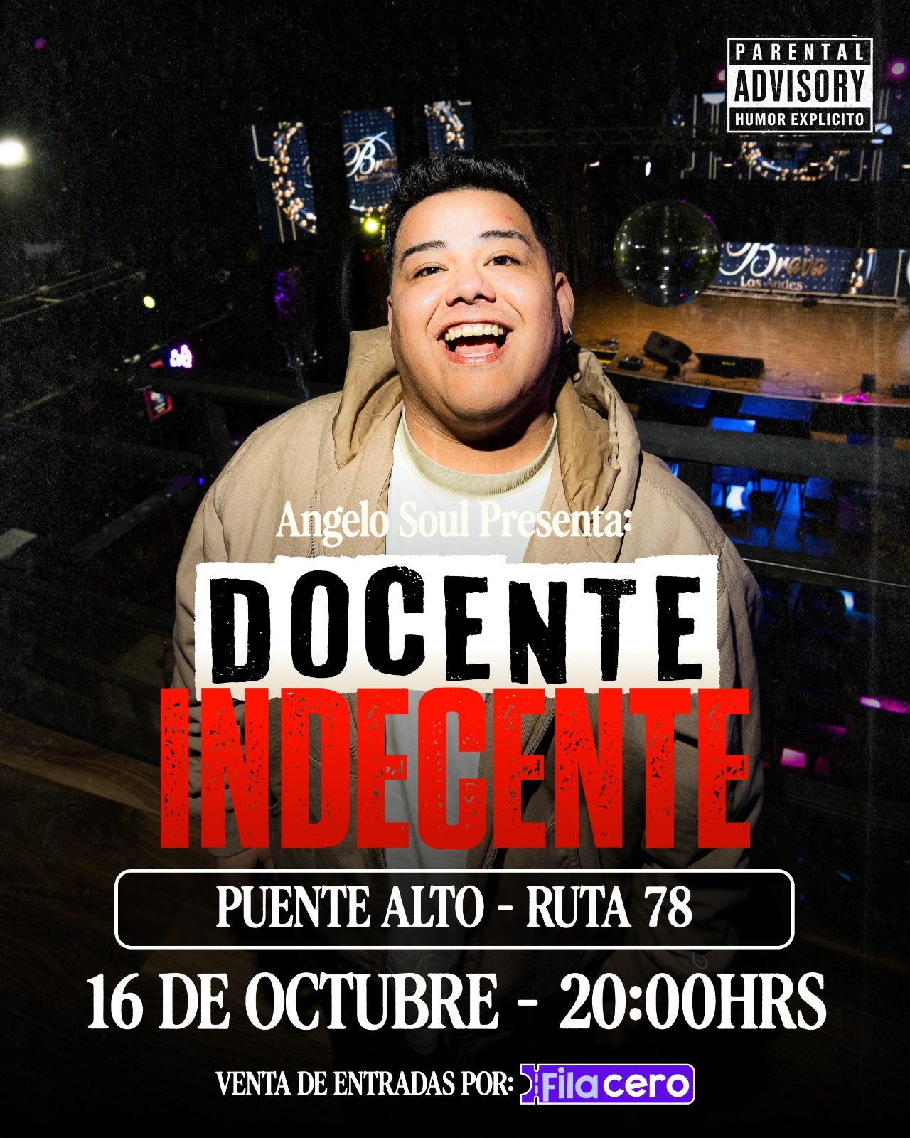 Afiche de Docente Indecente - Angelo Soul en Ruta78