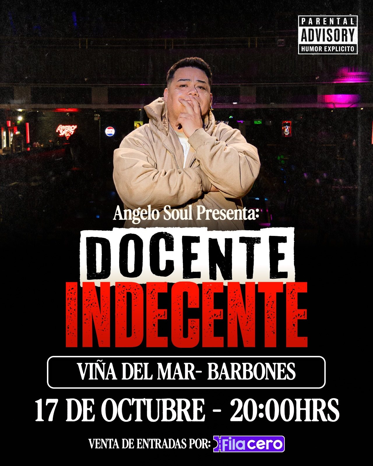 Afiche de Docente Indecente - Angelo Soul en Barbones