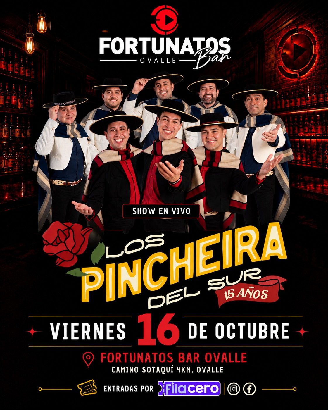 Afiche de Los Pincheira del Sur en Fortunatos Bar Ovalle